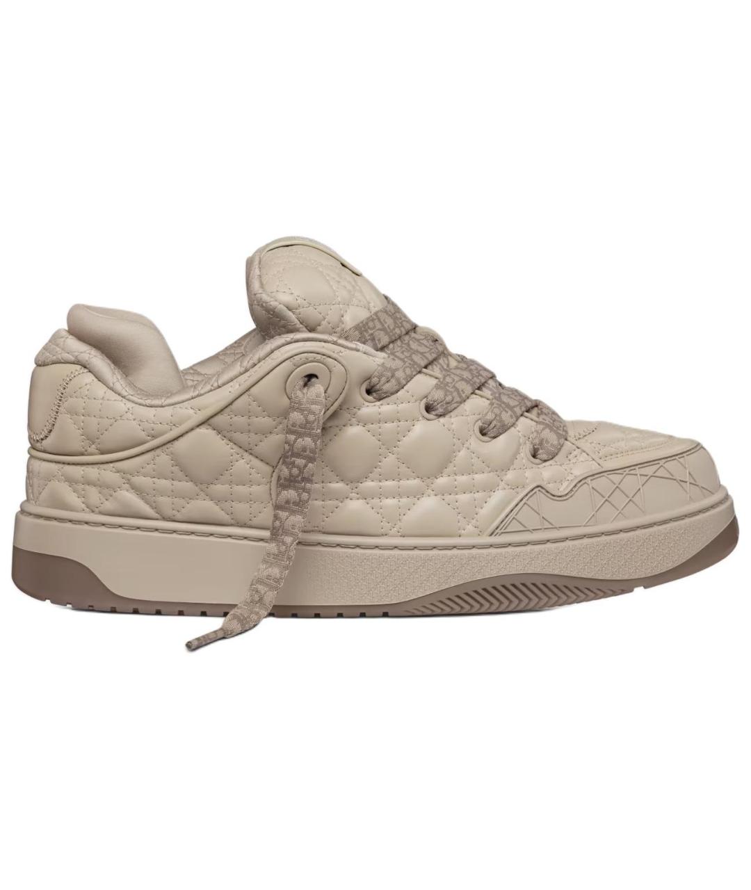 CHRISTIAN DIOR Бежевые кожаные низкие кроссовки / кеды, фото 6