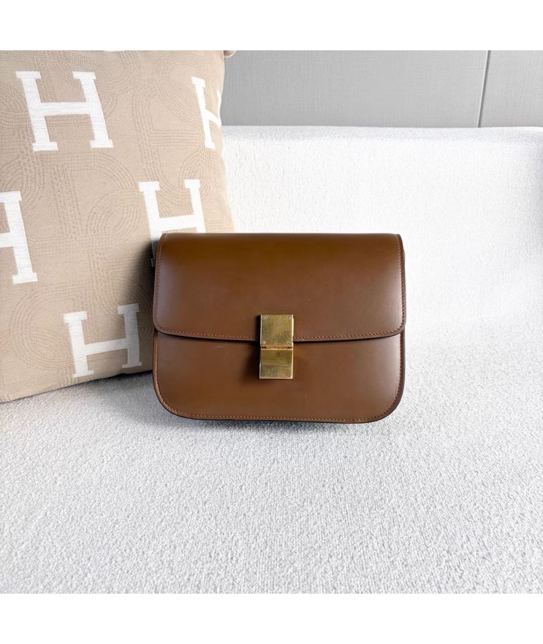 CELINE Коричневая кожаная сумка через плечо, фото 8