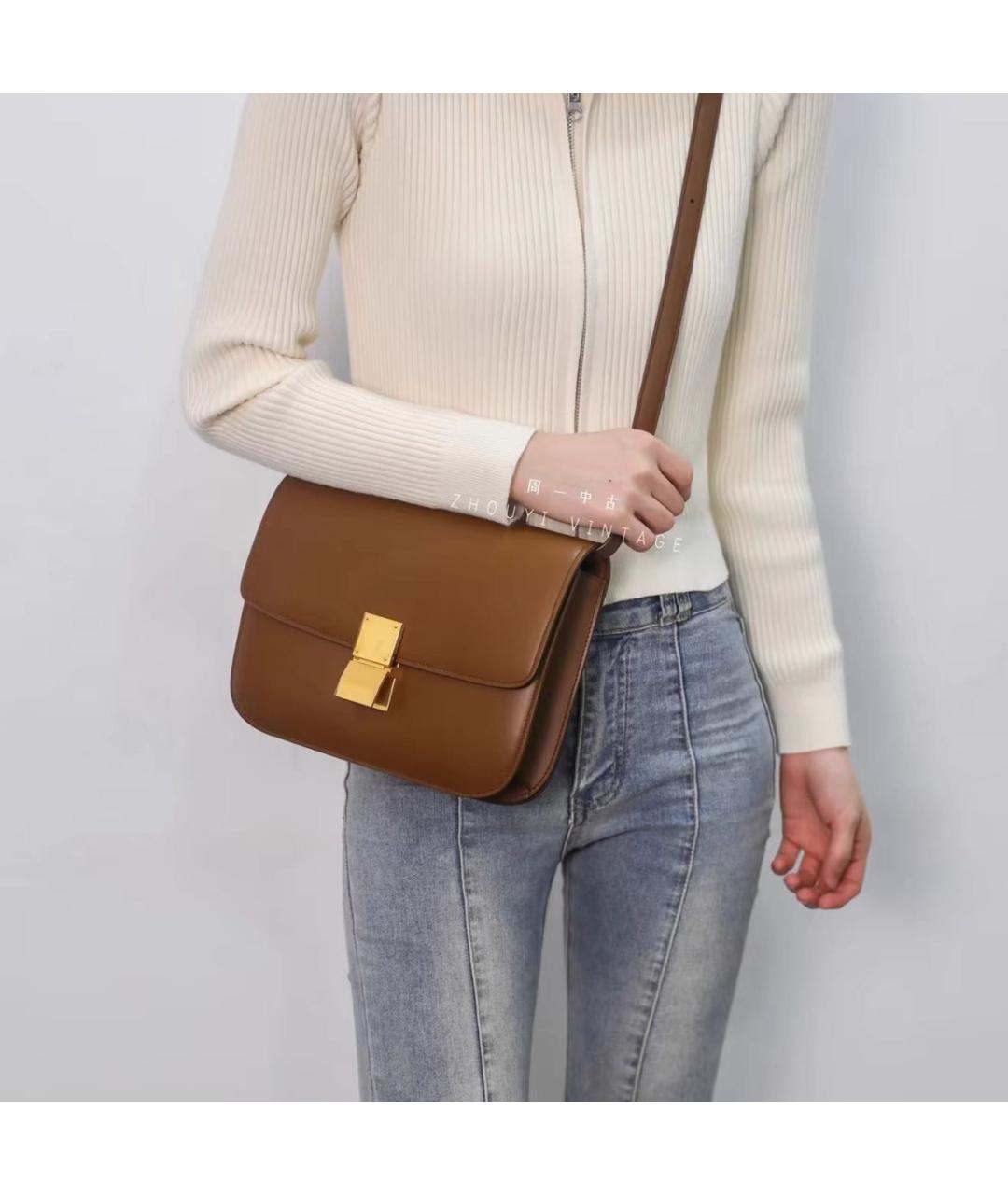 CELINE Коричневая кожаная сумка через плечо, фото 7