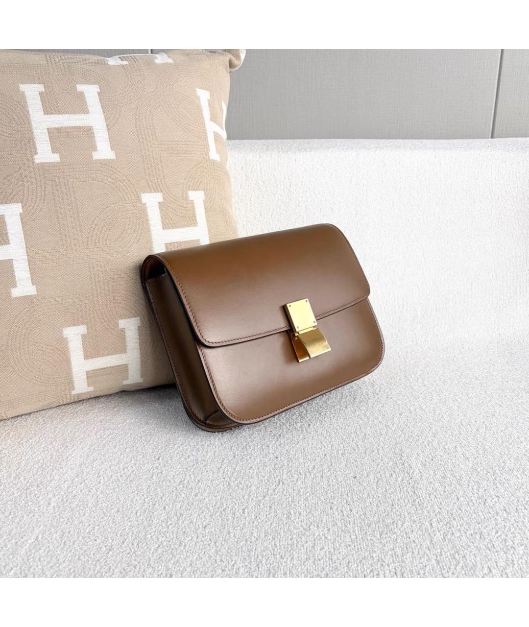 CELINE Коричневая кожаная сумка через плечо, фото 5