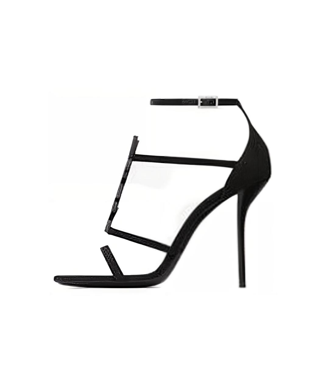 SAINT LAURENT Черные кожаные сандалии, фото 2