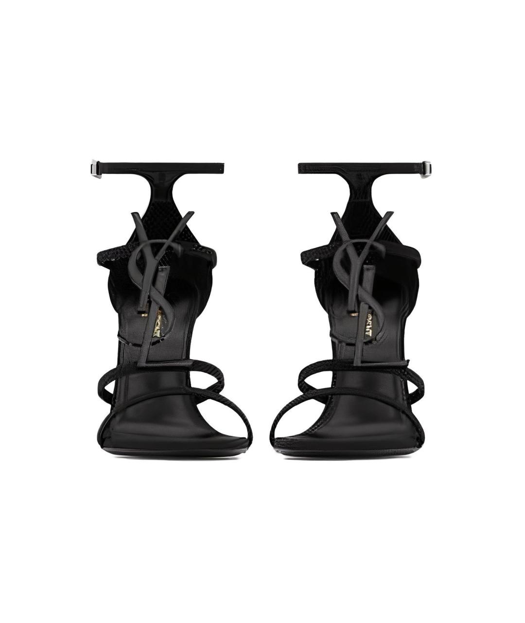 SAINT LAURENT Черные кожаные сандалии, фото 4