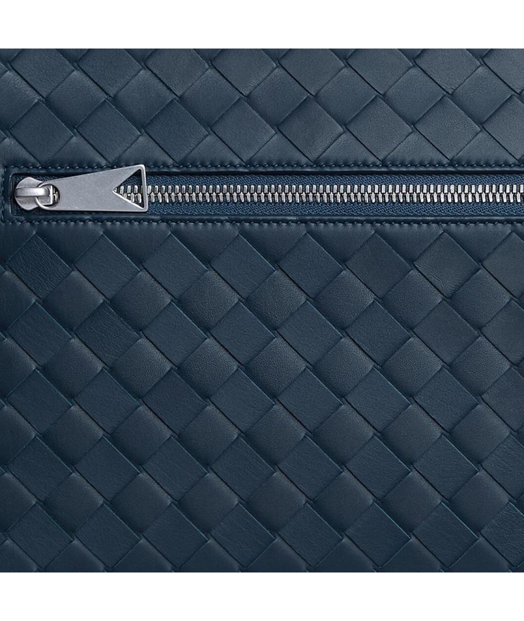 BOTTEGA VENETA Темно-синяя кожаная папка для документов, фото 4