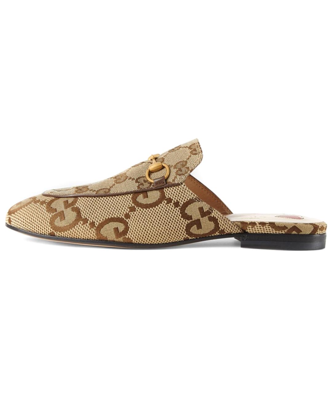 GUCCI Коричневые текстильные мюли, фото 6