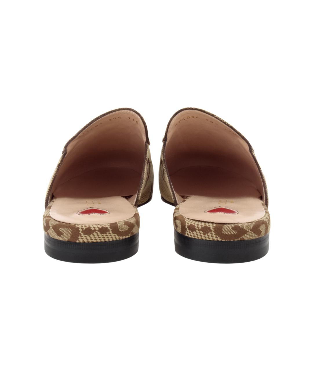 GUCCI Коричневые текстильные мюли, фото 4