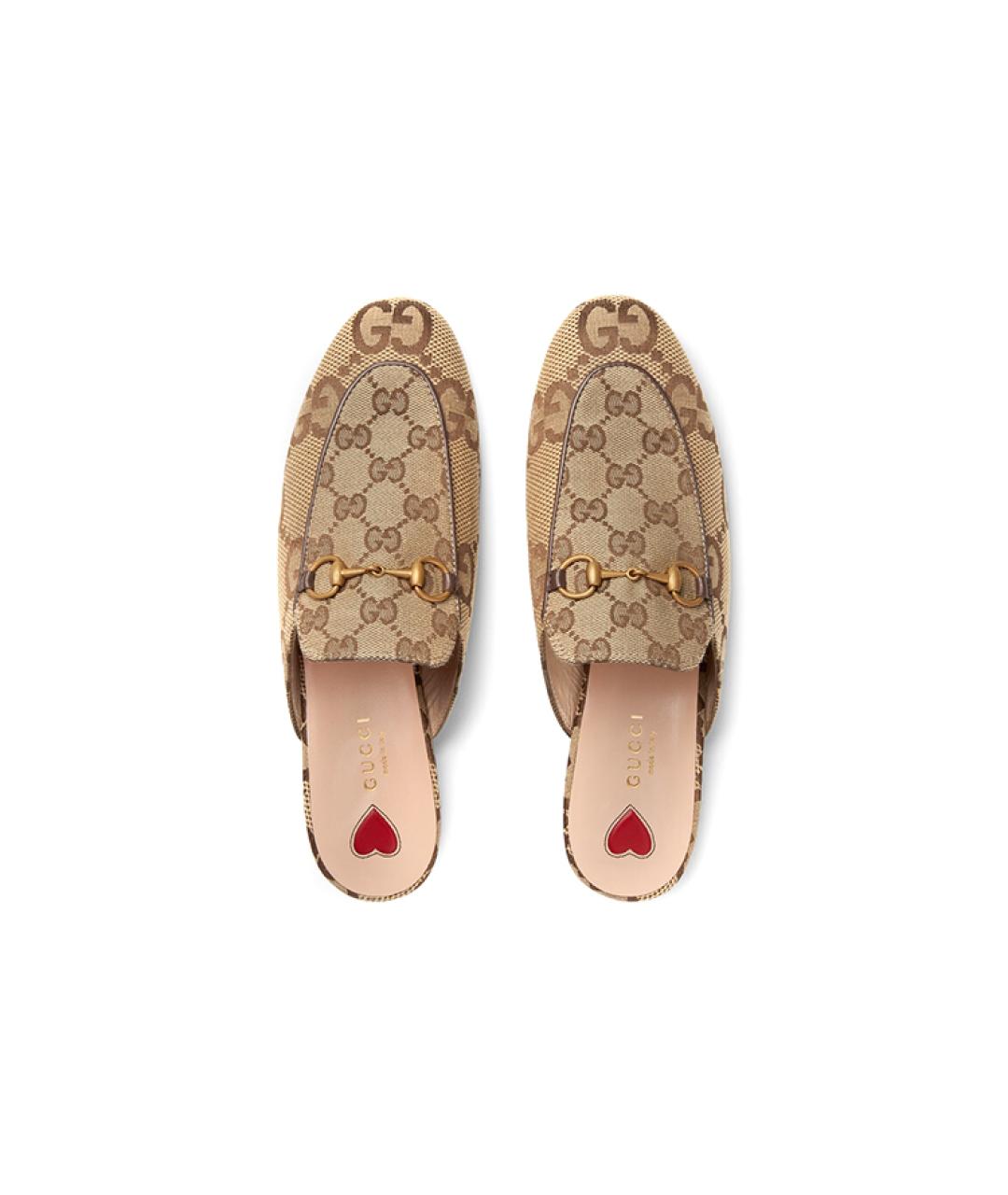 GUCCI Коричневые текстильные мюли, фото 3