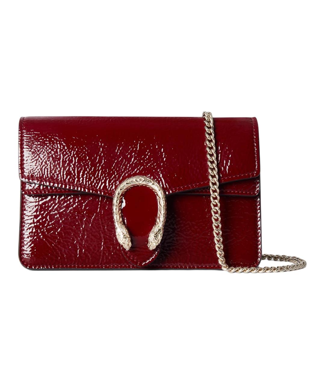GUCCI Бордовая кожаная сумка через плечо, фото 1