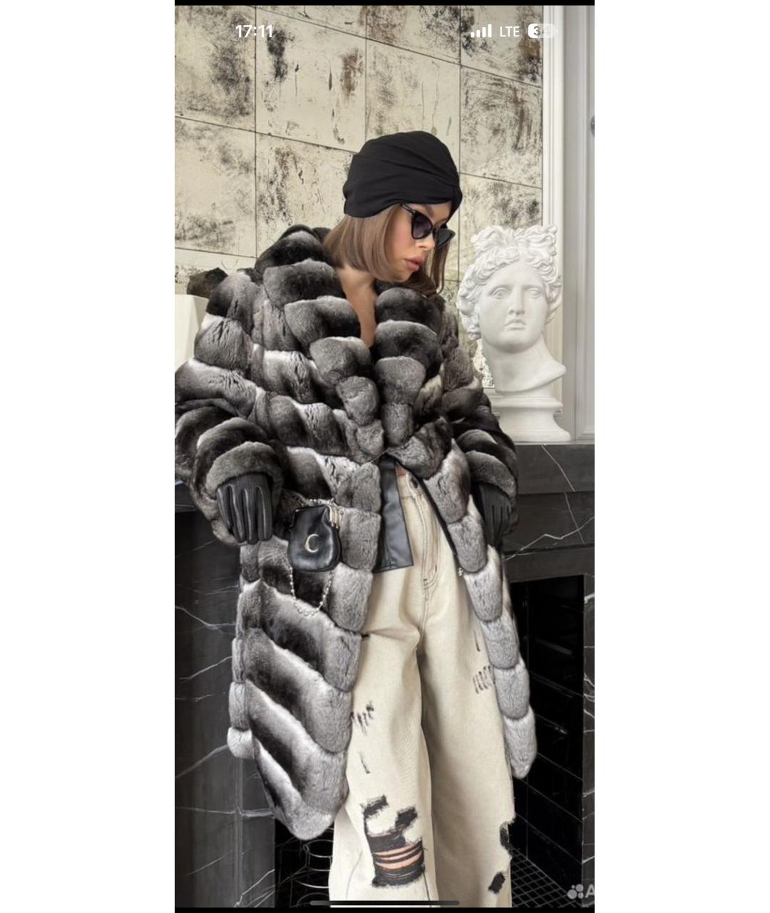 BRASCHI Серая меховая шуба, фото 6