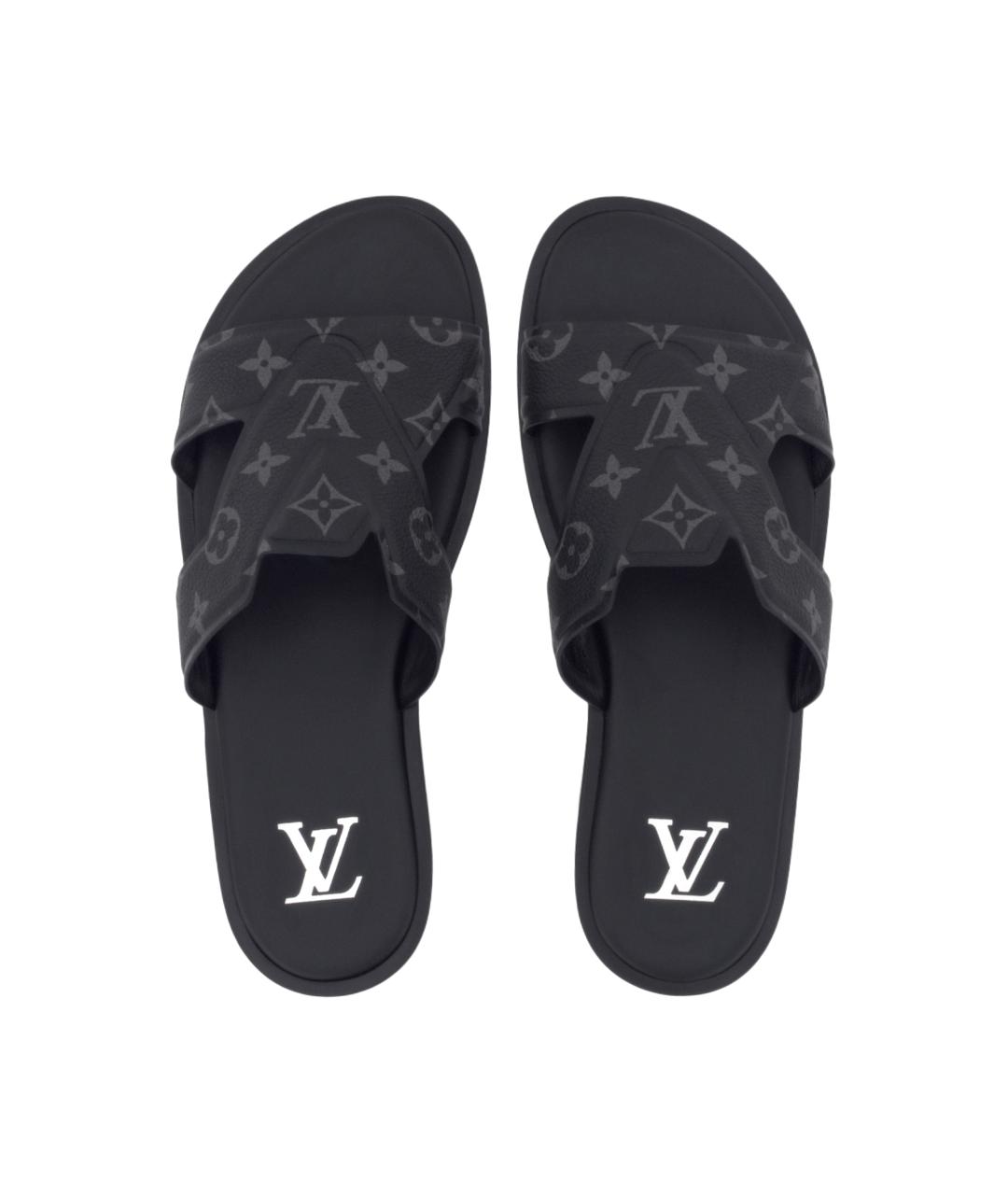LOUIS VUITTON Черные кожаные сандалии, фото 4