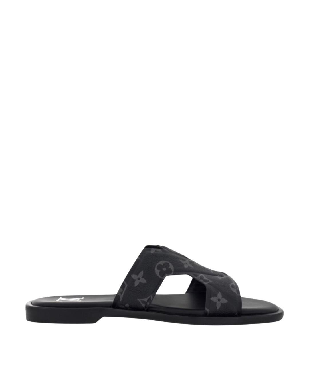 LOUIS VUITTON Черные кожаные сандалии, фото 1