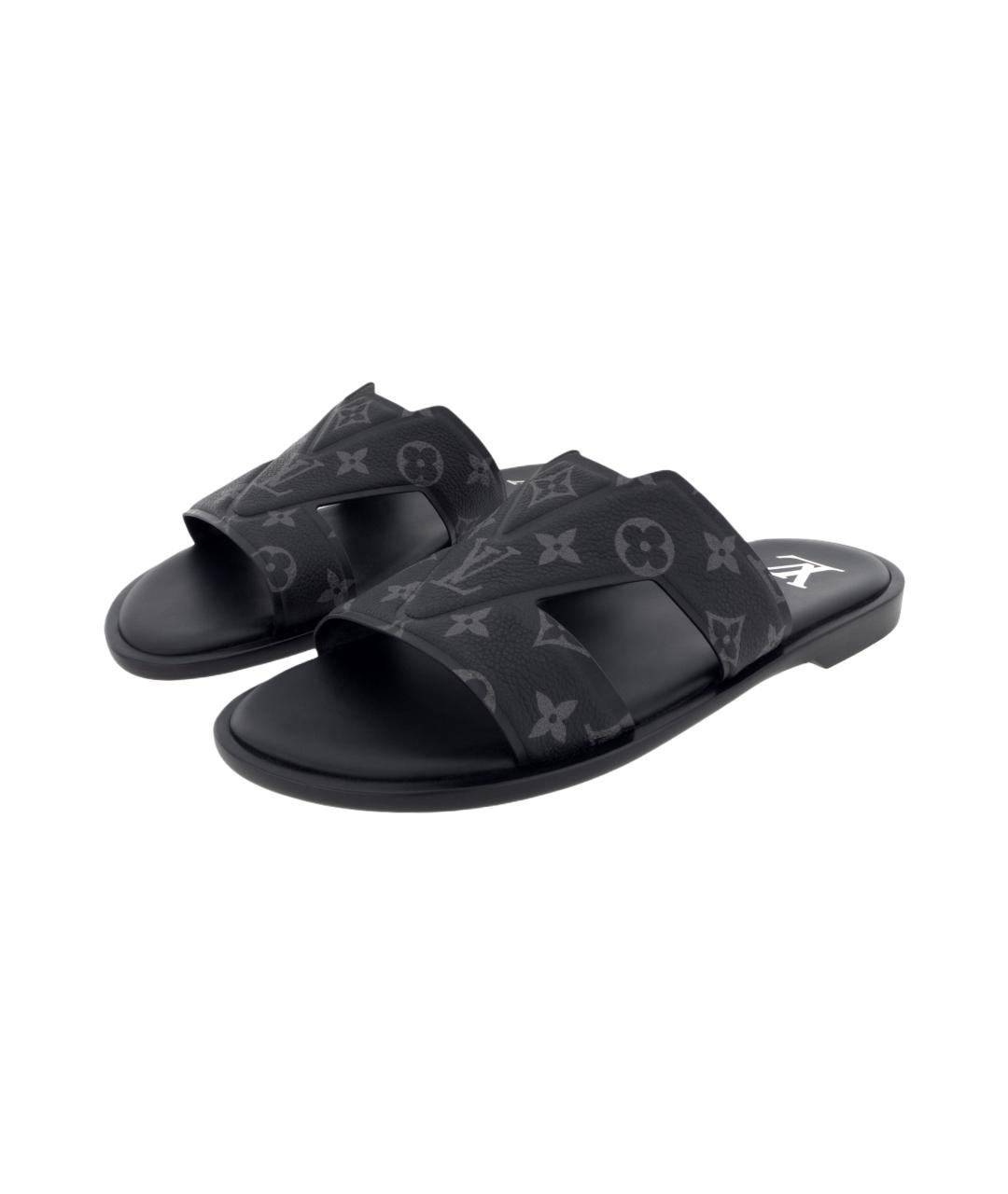 LOUIS VUITTON Черные кожаные сандалии, фото 3