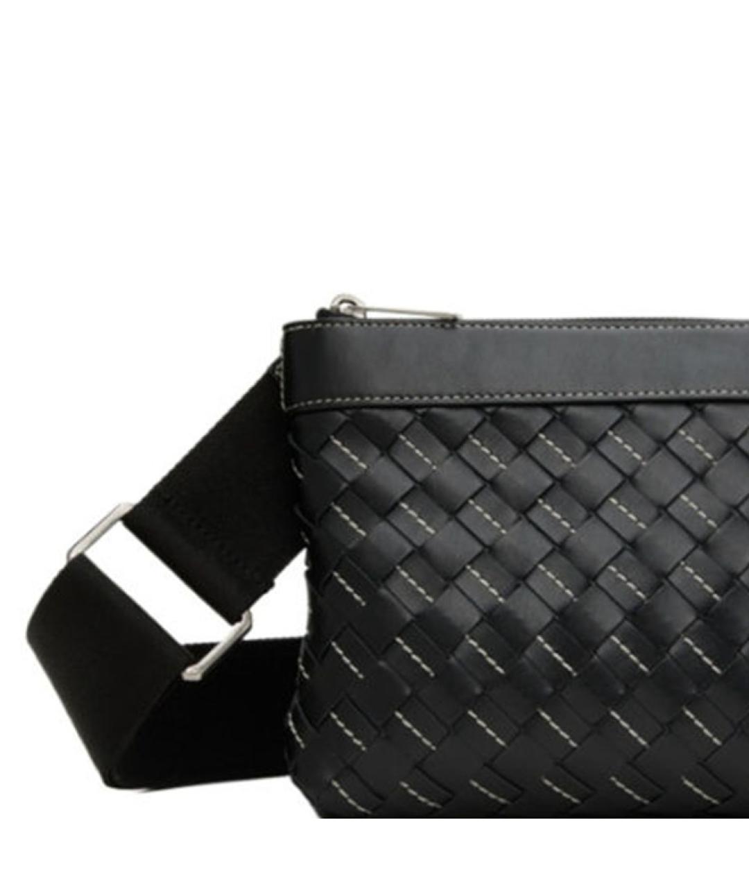 BOTTEGA VENETA Черная кожаная сумка на плечо, фото 4