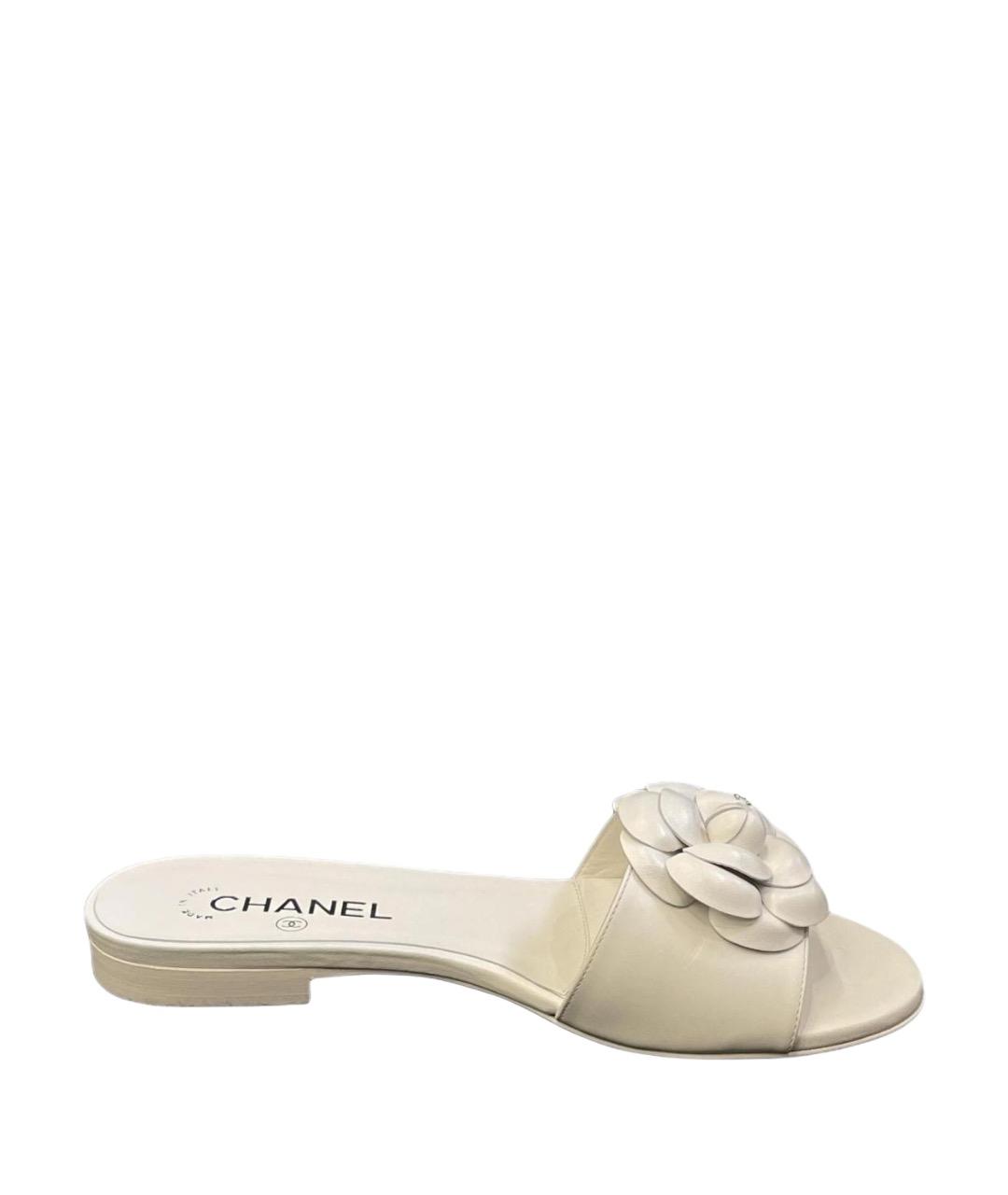 CHANEL Белые кожаные сандалии, фото 1