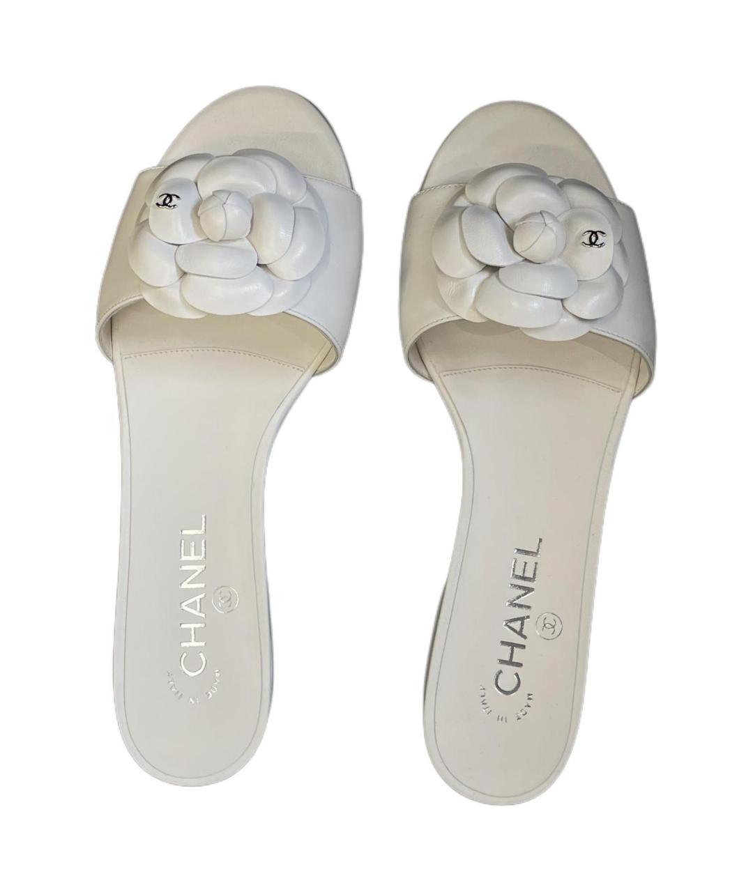 CHANEL Белые кожаные сандалии, фото 4