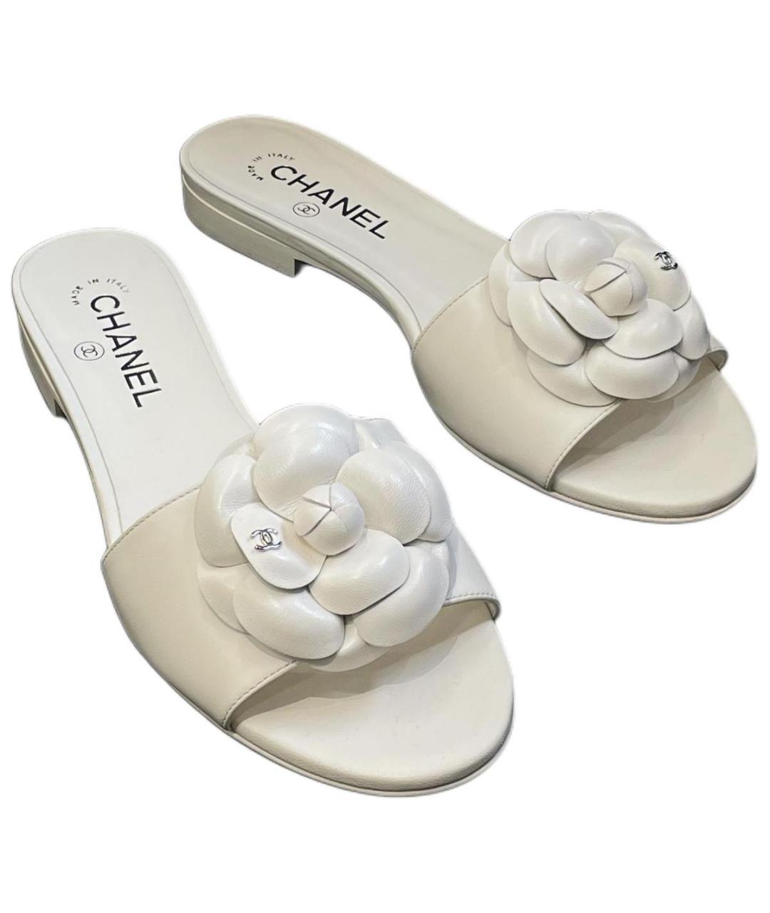 CHANEL Белые кожаные сандалии, фото 3