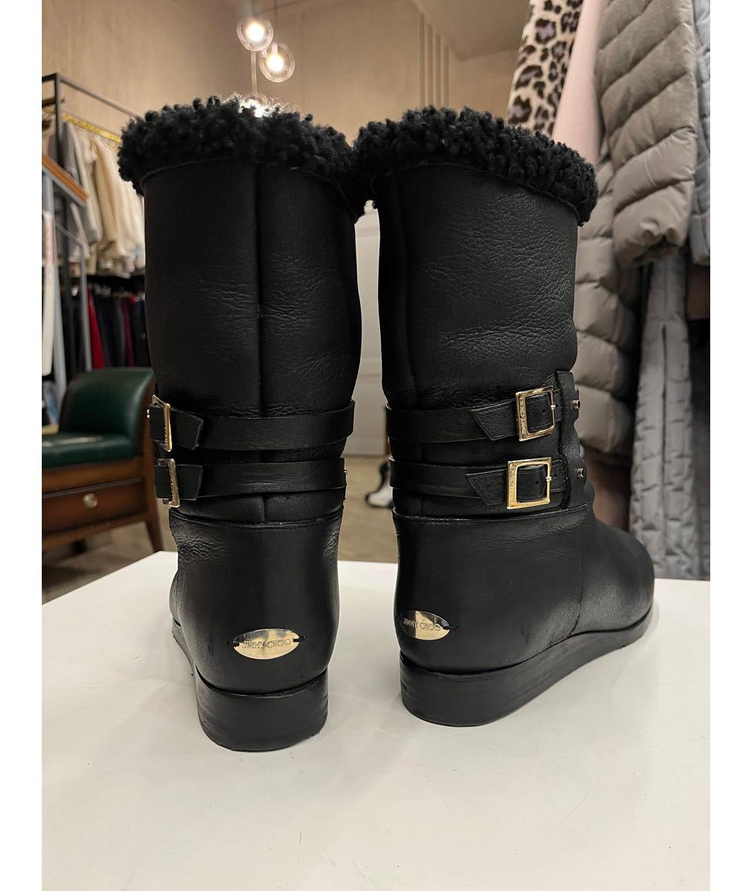 JIMMY CHOO Черные кожаные полусапоги, фото 4