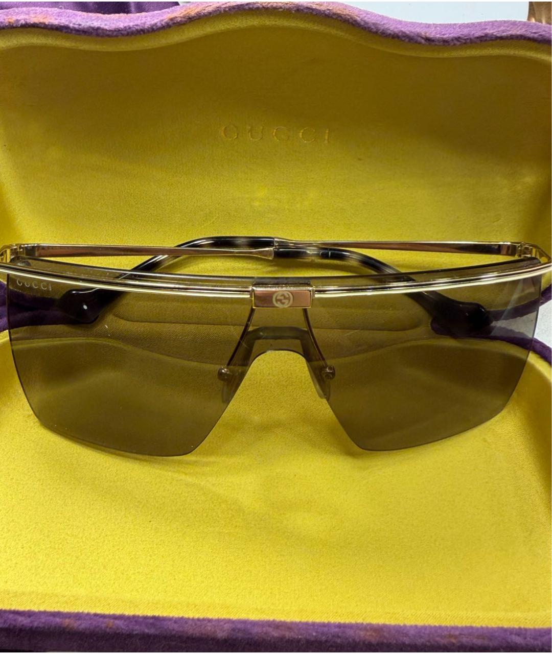 GUCCI Коричневые металлические солнцезащитные очки, фото 4