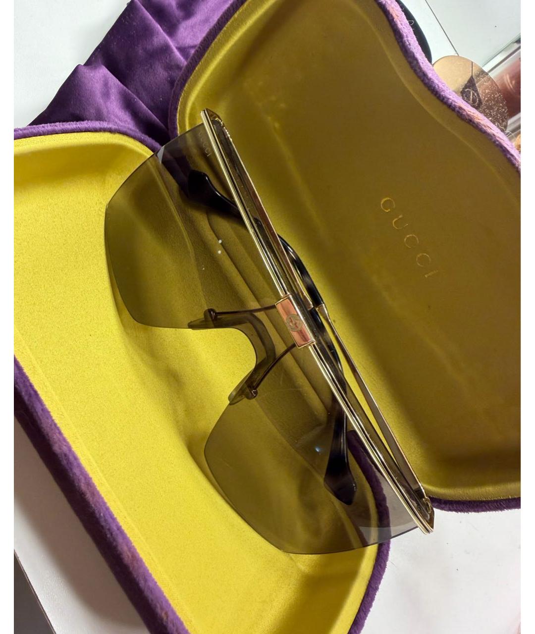 GUCCI Коричневые металлические солнцезащитные очки, фото 7