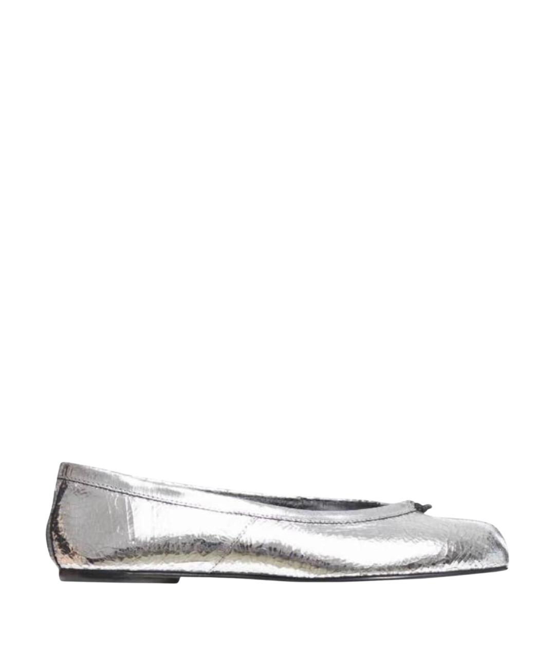 MAISON MARGIELA Серебряные кожаные балетки, фото 1