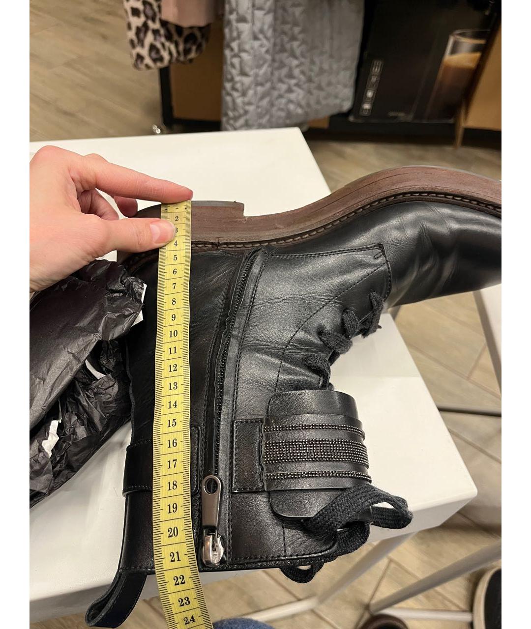 BRUNELLO CUCINELLI Черные кожаные ботинки, фото 3