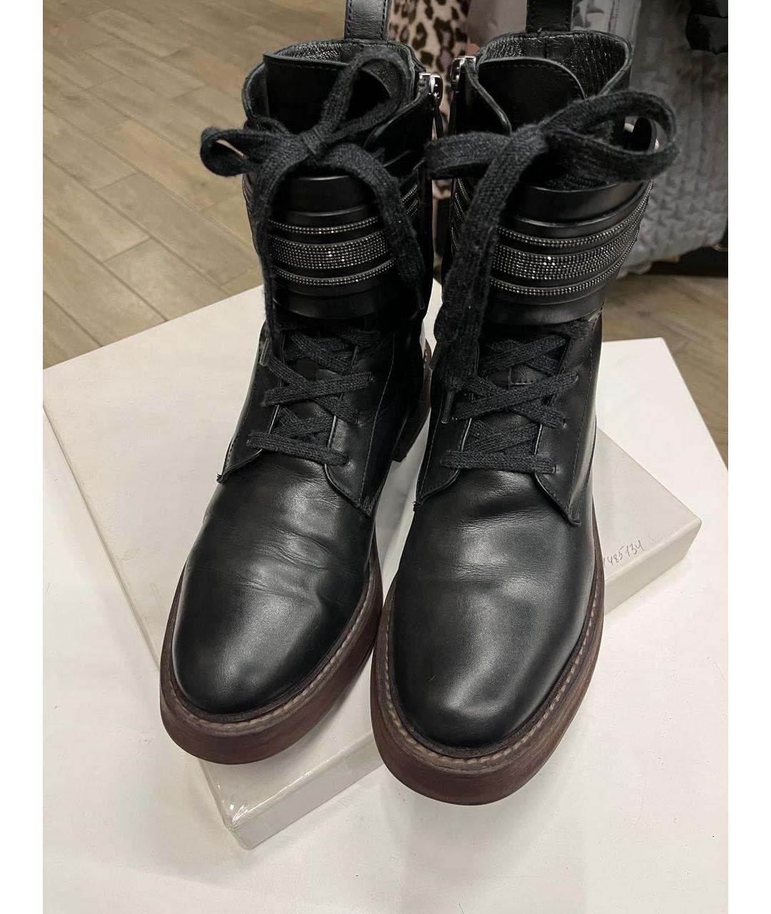 BRUNELLO CUCINELLI Черные кожаные ботинки, фото 7