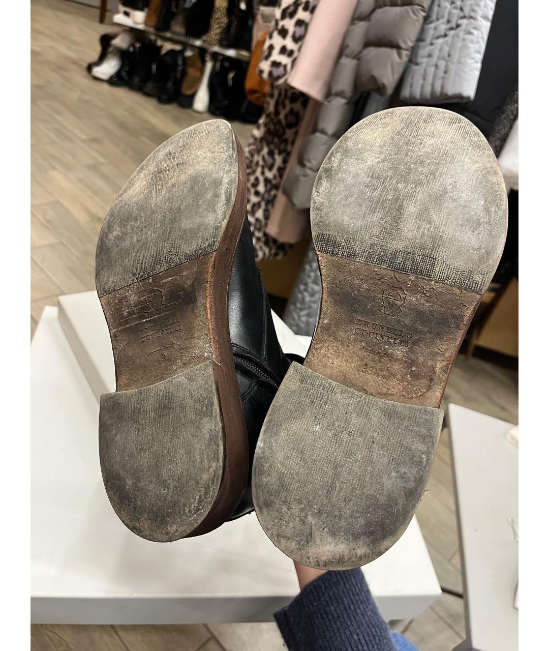 BRUNELLO CUCINELLI Черные кожаные ботинки, фото 8