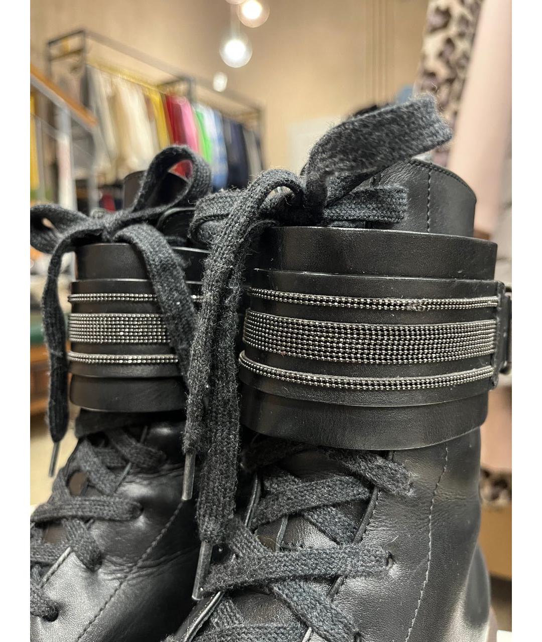 BRUNELLO CUCINELLI Черные кожаные ботинки, фото 4