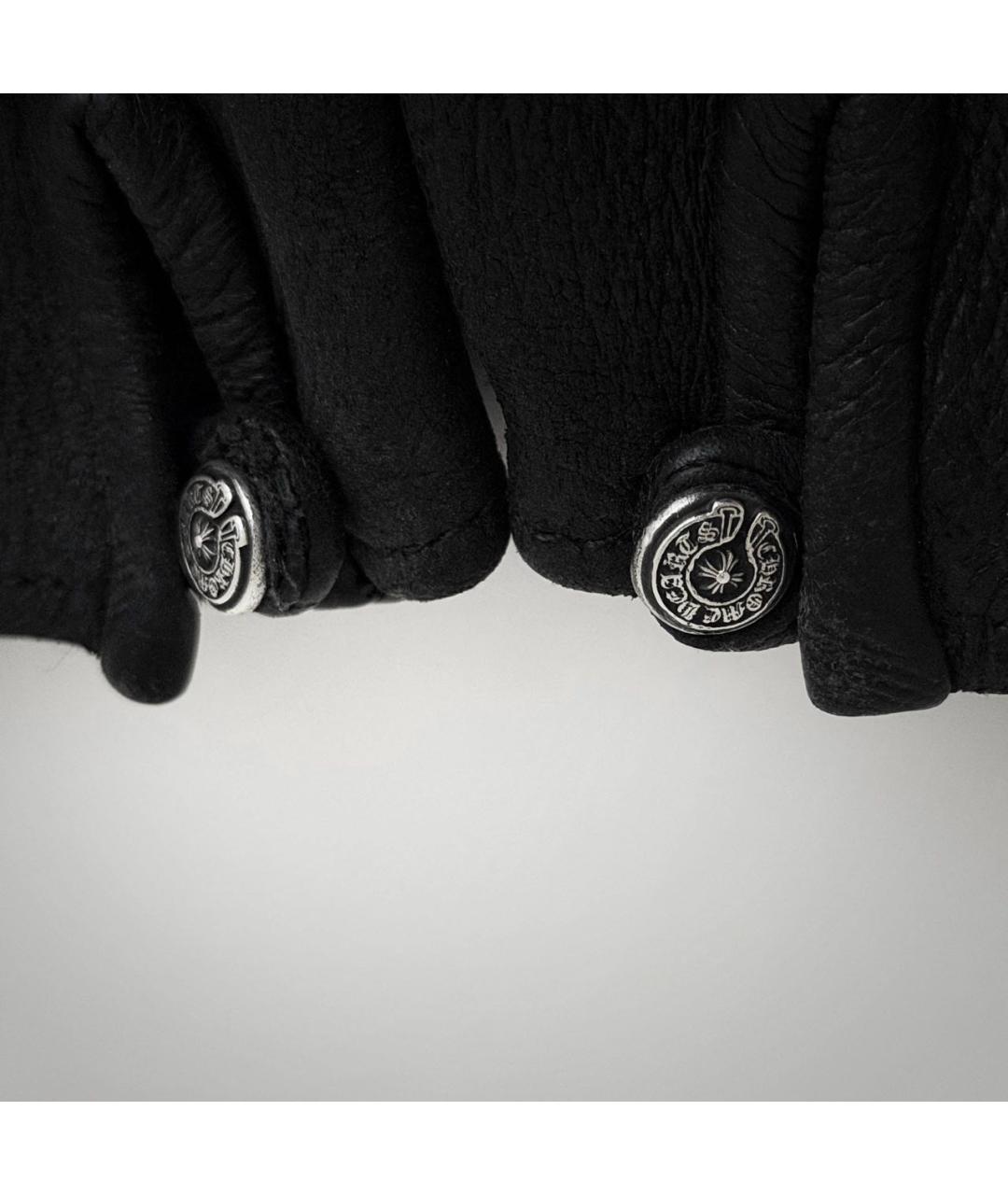 CHROME HEARTS Черные кожаные перчатки, фото 3