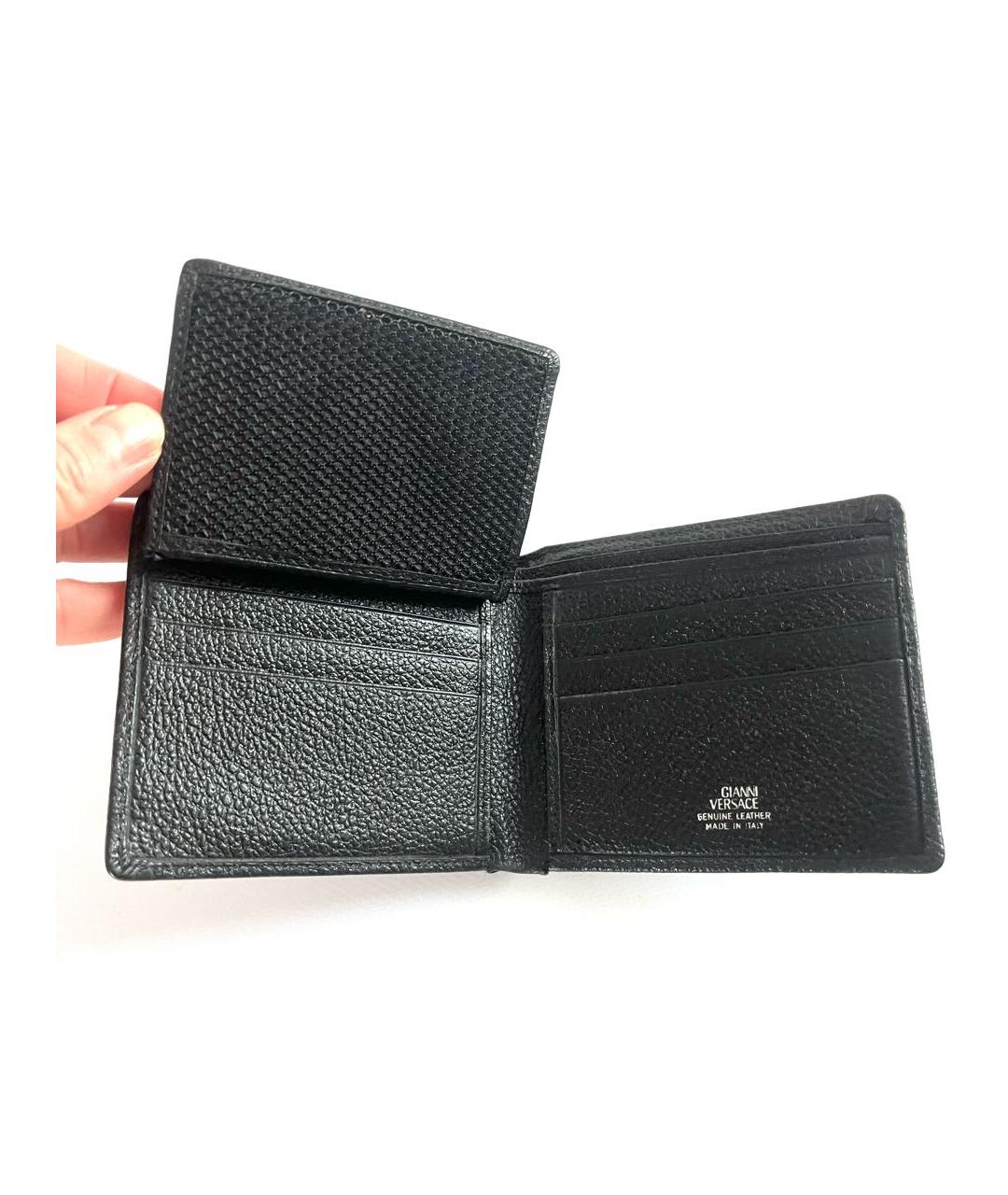 VERSACE Черный кожаный кошелек, фото 3