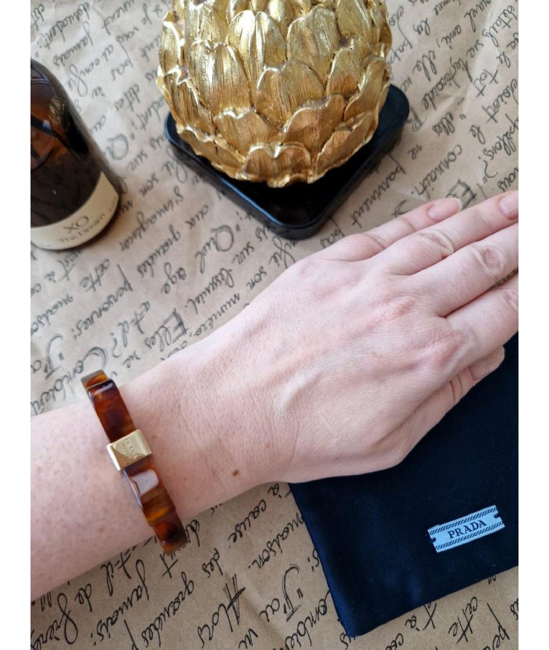 PRADA Коричневый пластиковый браслет, фото 7