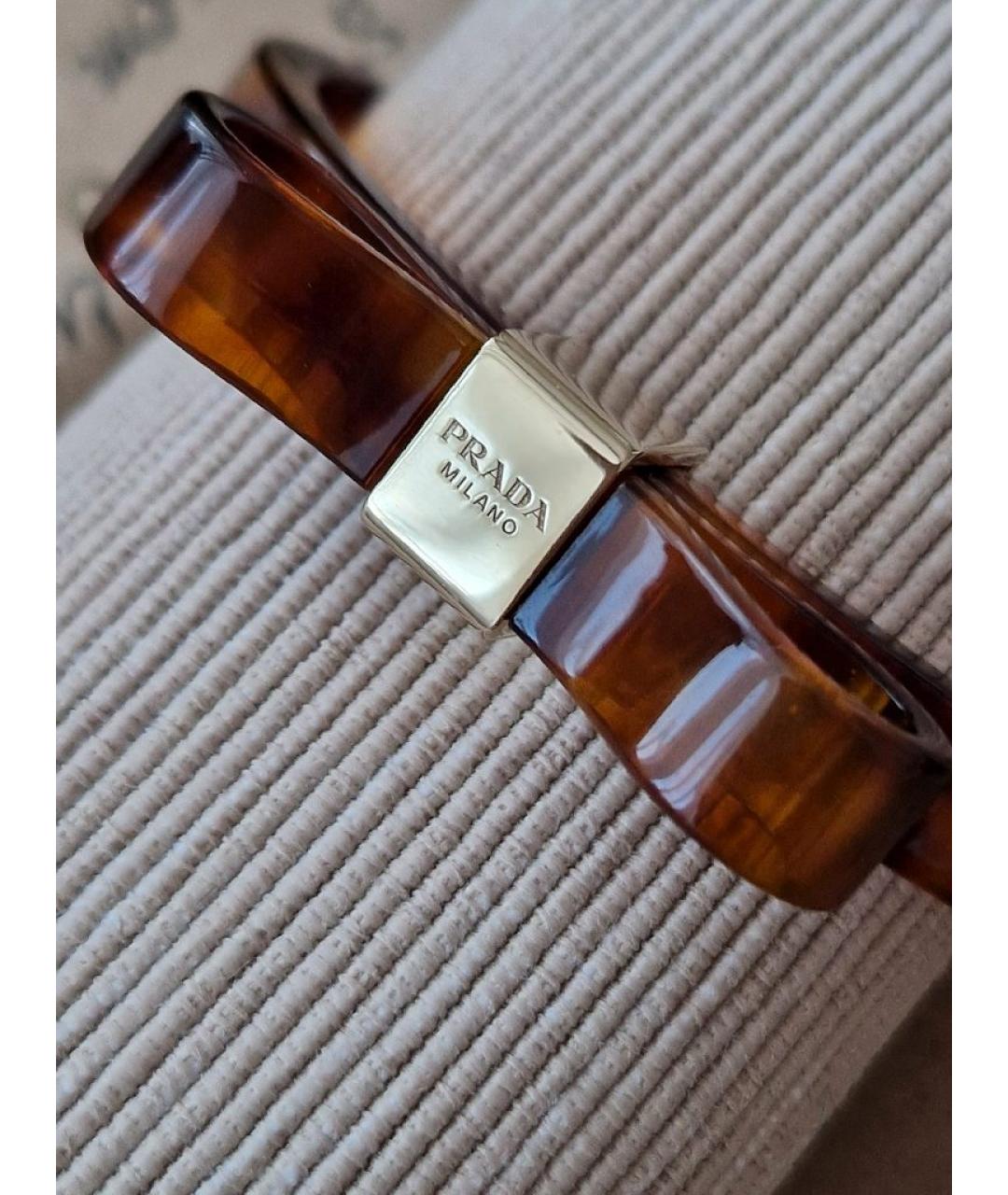 PRADA Коричневый пластиковый браслет, фото 4