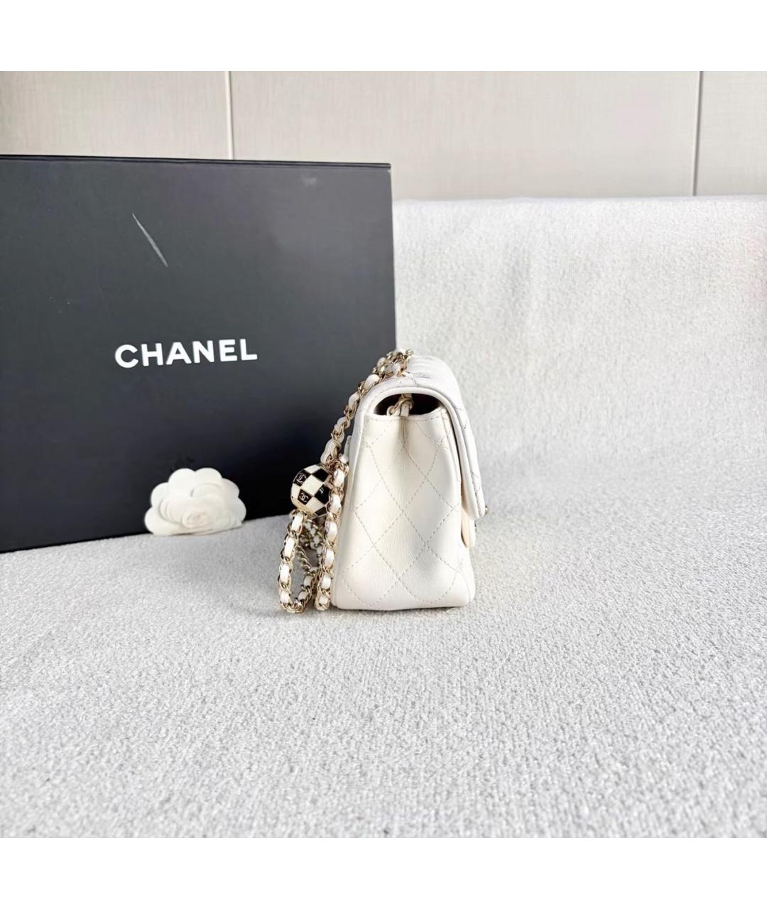 CHANEL Белая кожаная сумка через плечо, фото 6