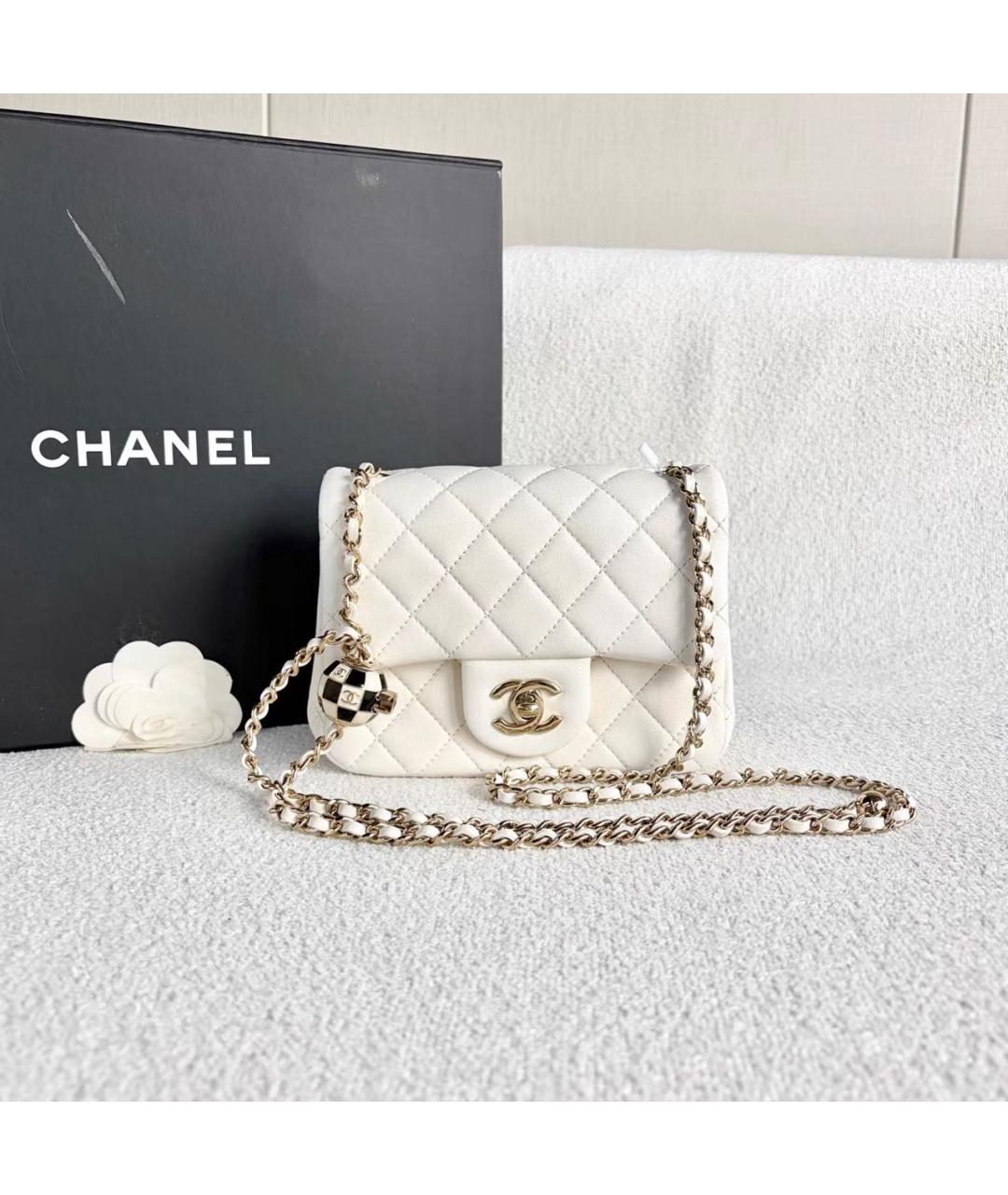CHANEL Белая кожаная сумка через плечо, фото 9