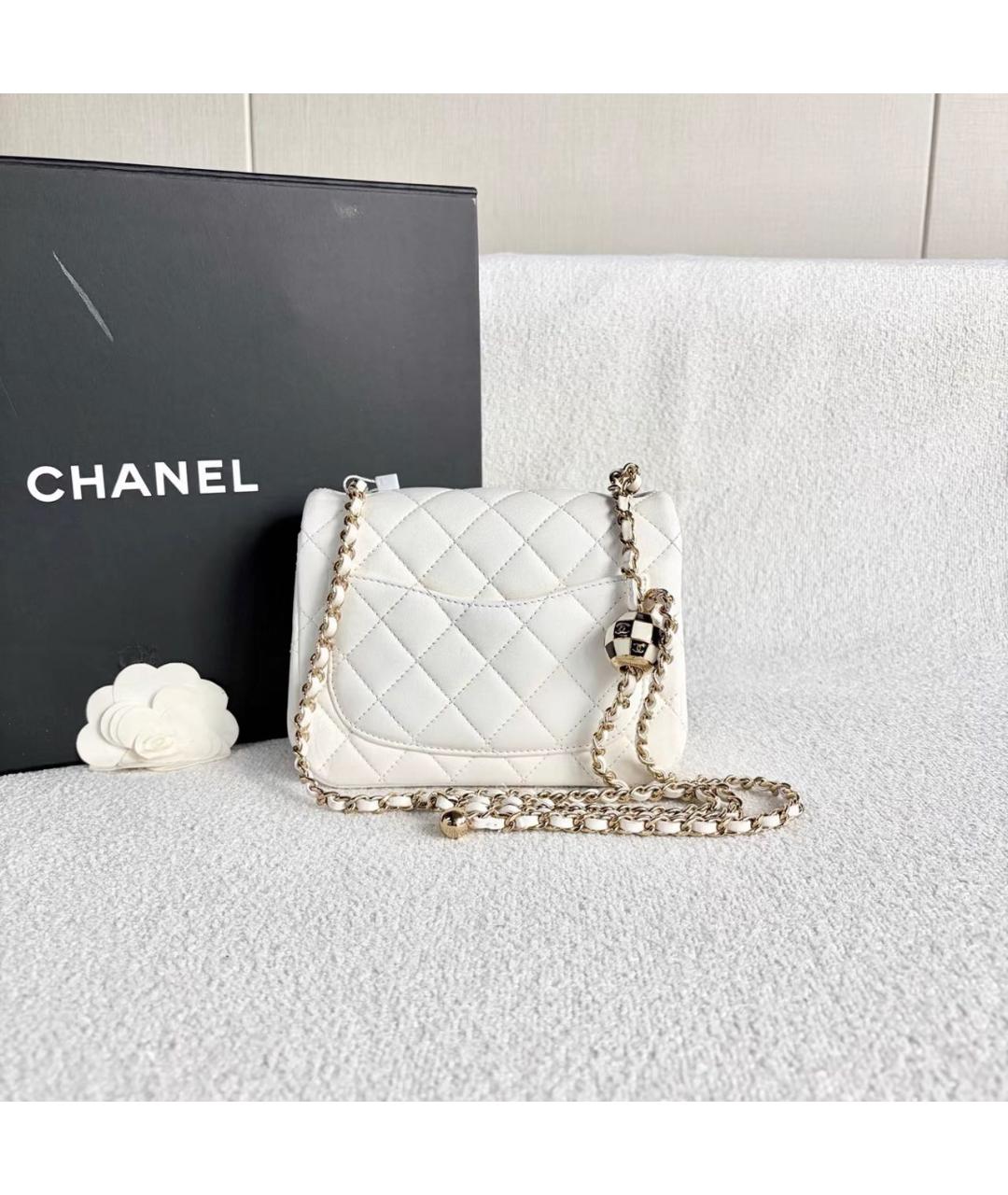 CHANEL Белая кожаная сумка через плечо, фото 2