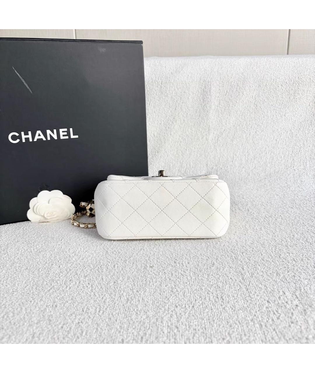 CHANEL Белая кожаная сумка через плечо, фото 4