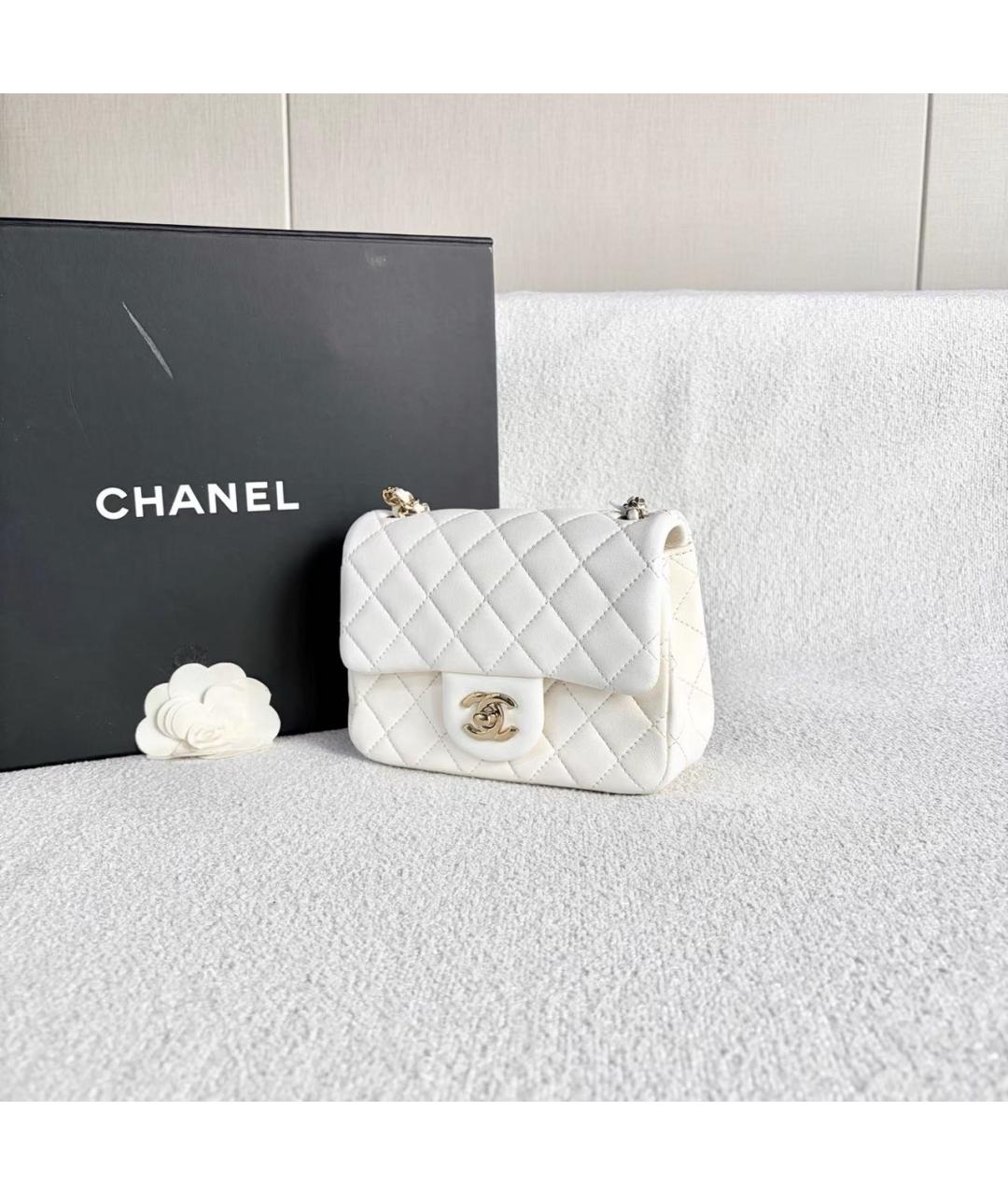 CHANEL Белая кожаная сумка через плечо, фото 3