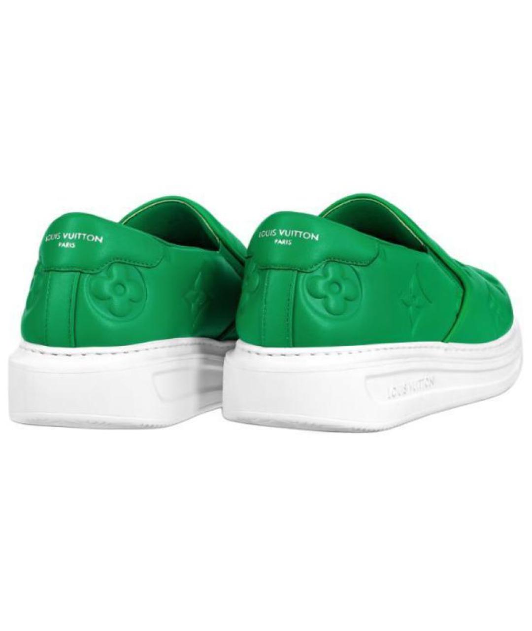 LOUIS VUITTON Зеленые кожаные лоферы, фото 3