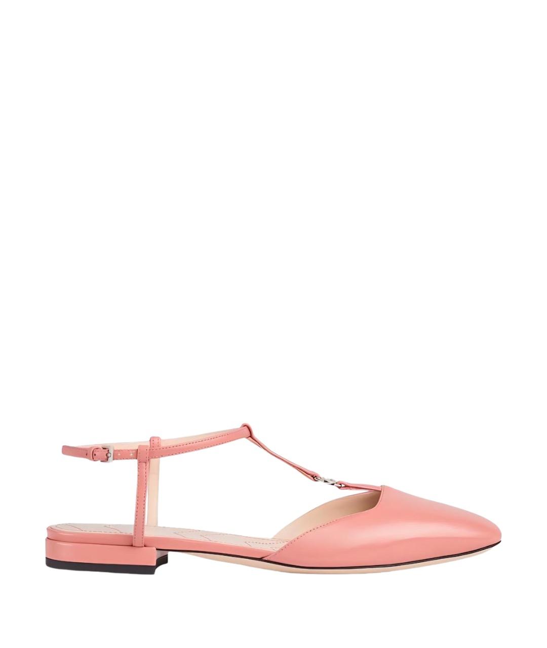 GUCCI Розовые кожаные сандалии, фото 1