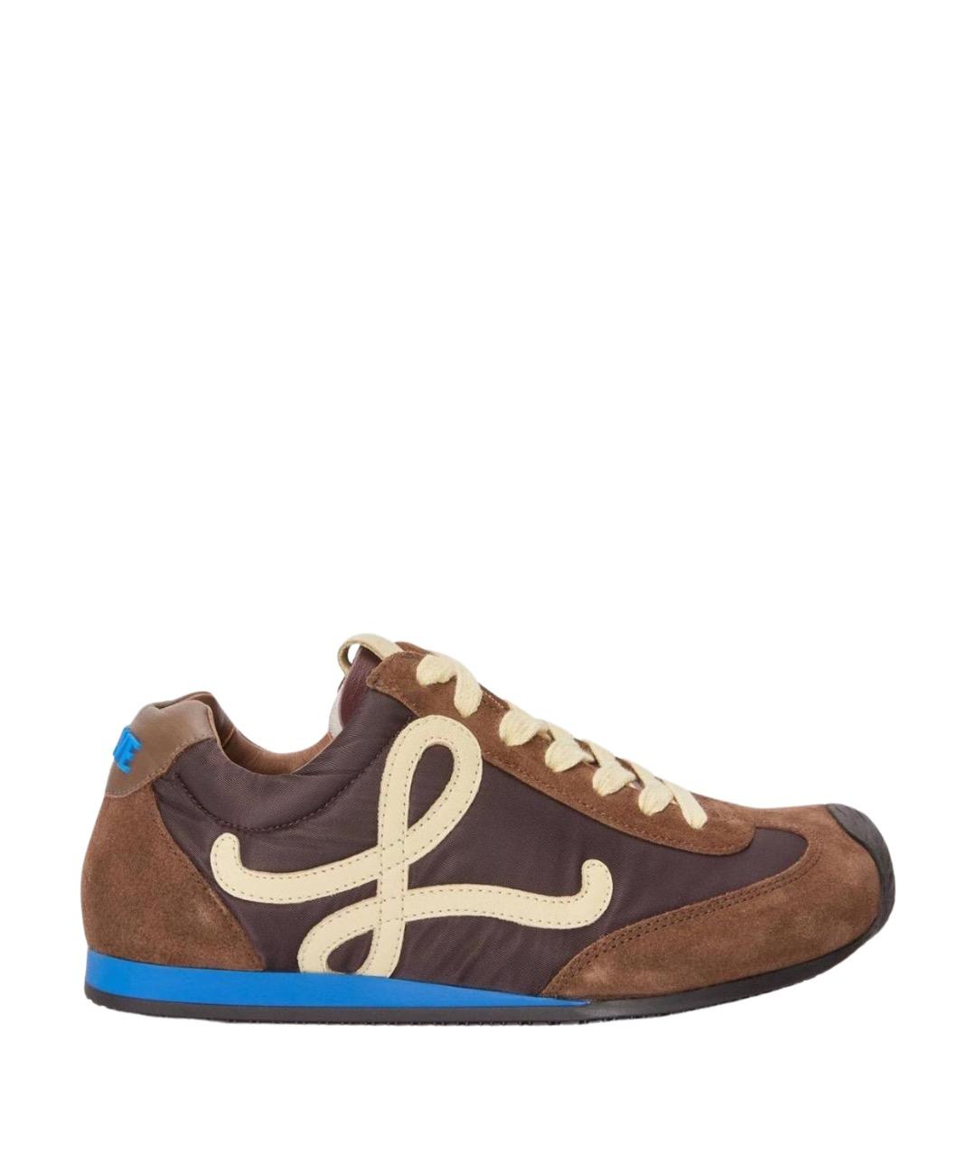 LOEWE Коричневые замшевые низкие кроссовки / кеды, фото 1