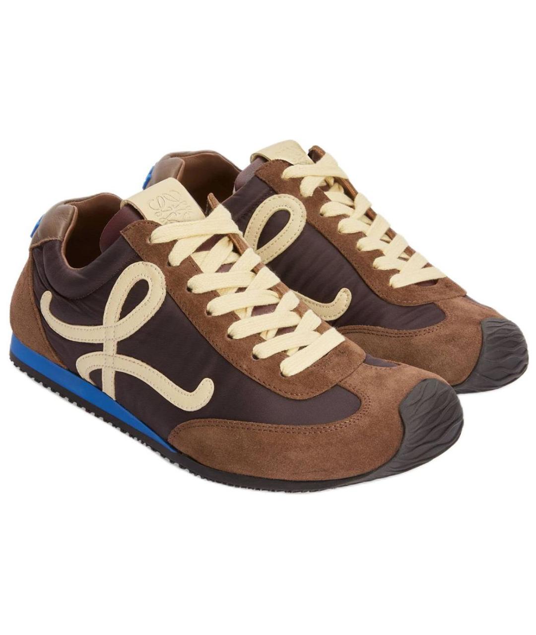 LOEWE Коричневые замшевые низкие кроссовки / кеды, фото 4
