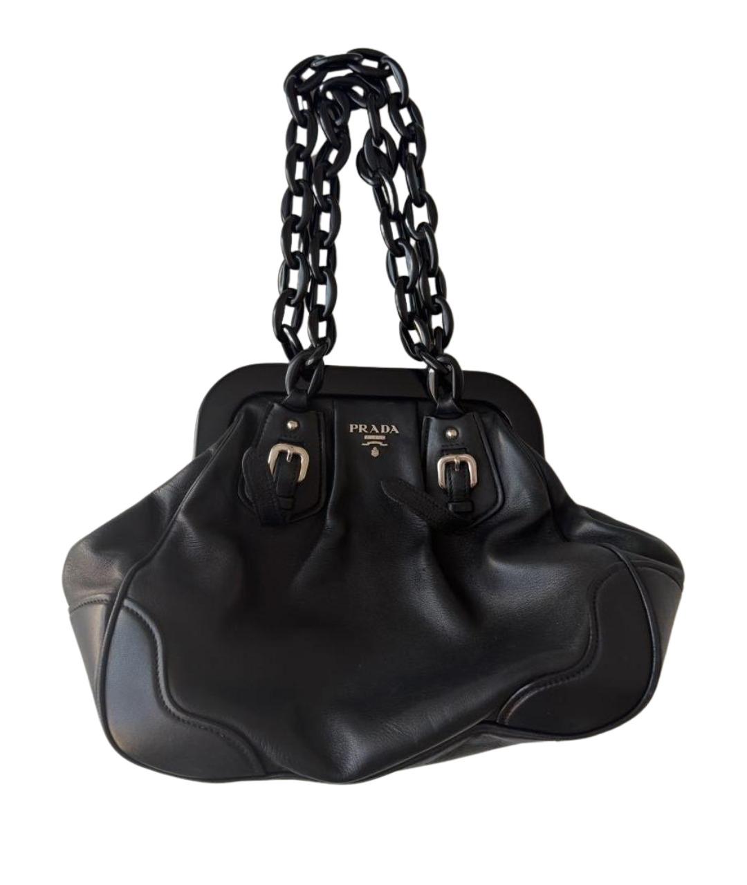 PRADA Черная кожаная сумка с короткими ручками, фото 1