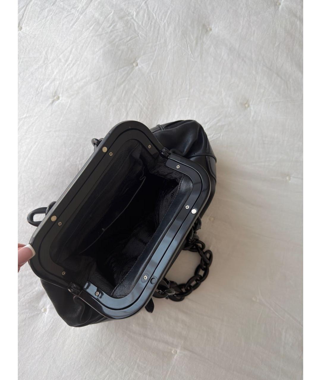 PRADA Черная кожаная сумка с короткими ручками, фото 5