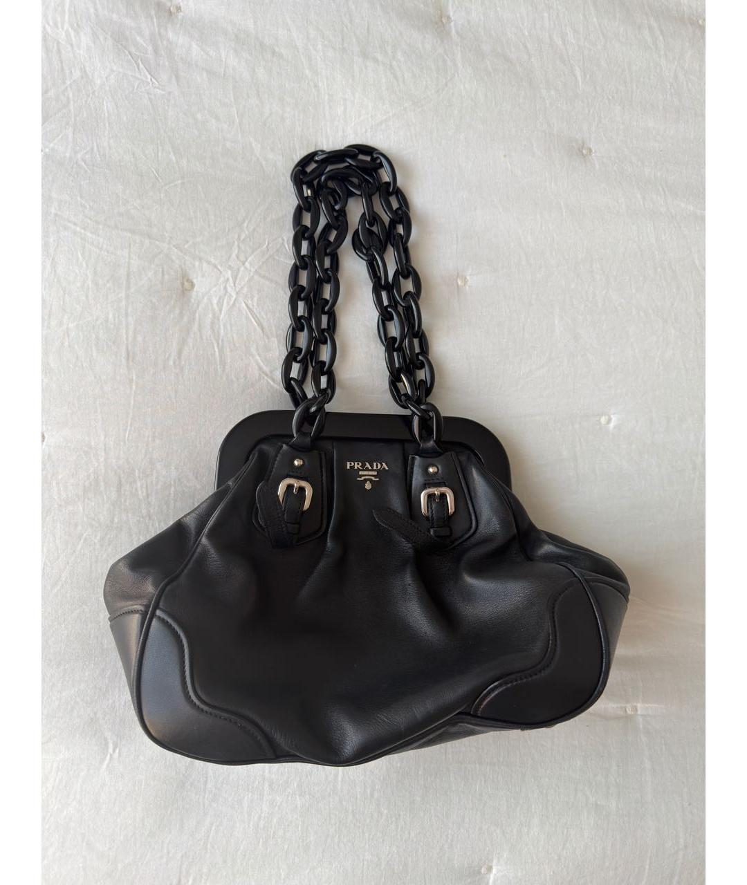 PRADA Черная кожаная сумка с короткими ручками, фото 7