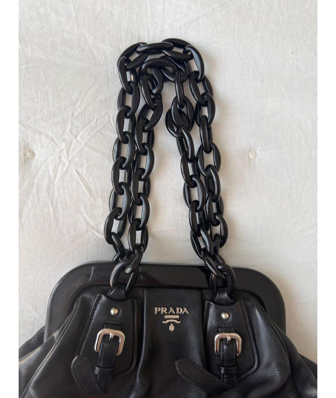 PRADA Черная кожаная сумка с короткими ручками, фото 2