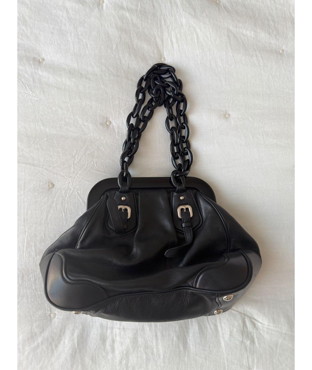 PRADA Черная кожаная сумка с короткими ручками, фото 3