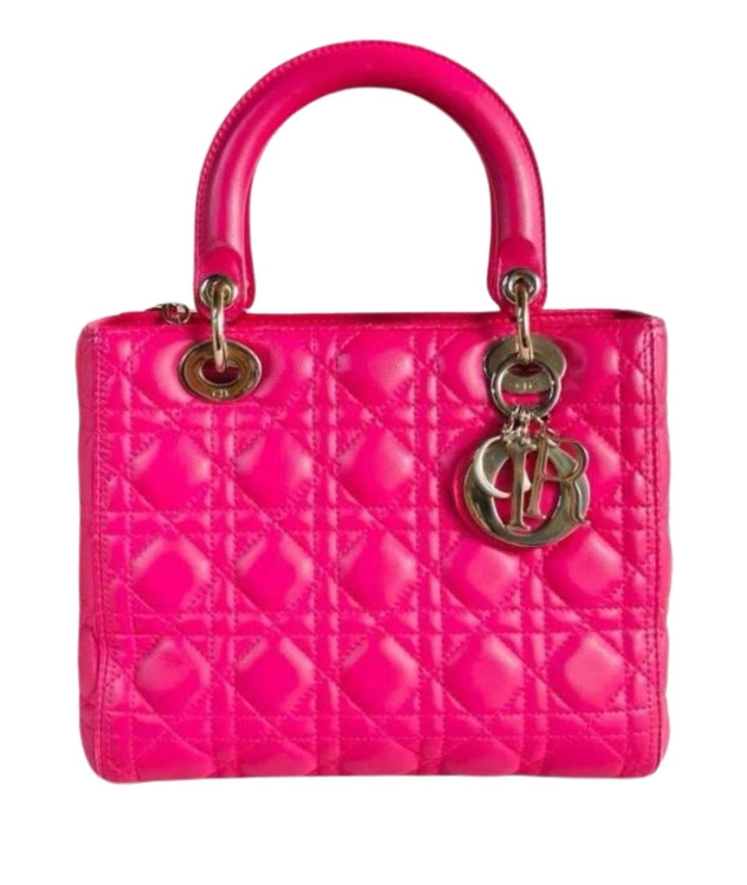 CHRISTIAN DIOR Фуксия кожаная сумка с короткими ручками, фото 1