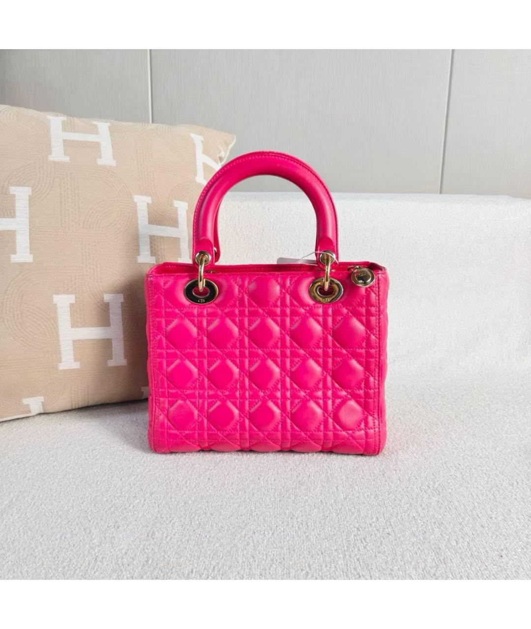 CHRISTIAN DIOR Фуксия кожаная сумка с короткими ручками, фото 3