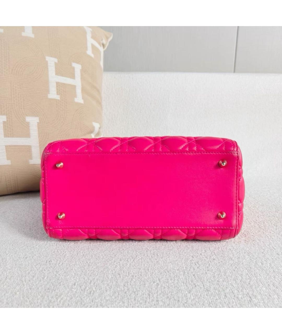 CHRISTIAN DIOR Фуксия кожаная сумка с короткими ручками, фото 5