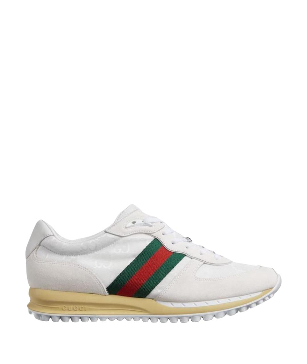 GUCCI Белые замшевые низкие кроссовки / кеды, фото 1