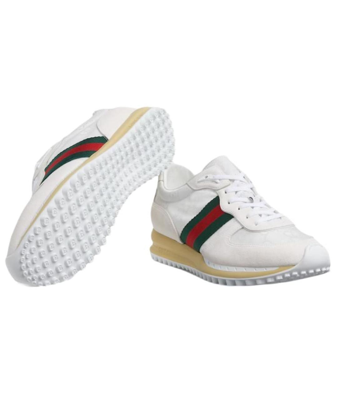 GUCCI Белые замшевые низкие кроссовки / кеды, фото 6